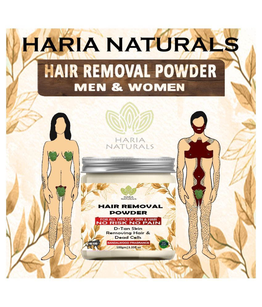 Haria Naturals (Sandalwood Fragrance) Hair Removal Powder For Underarms, Hand, Legs & Bikini