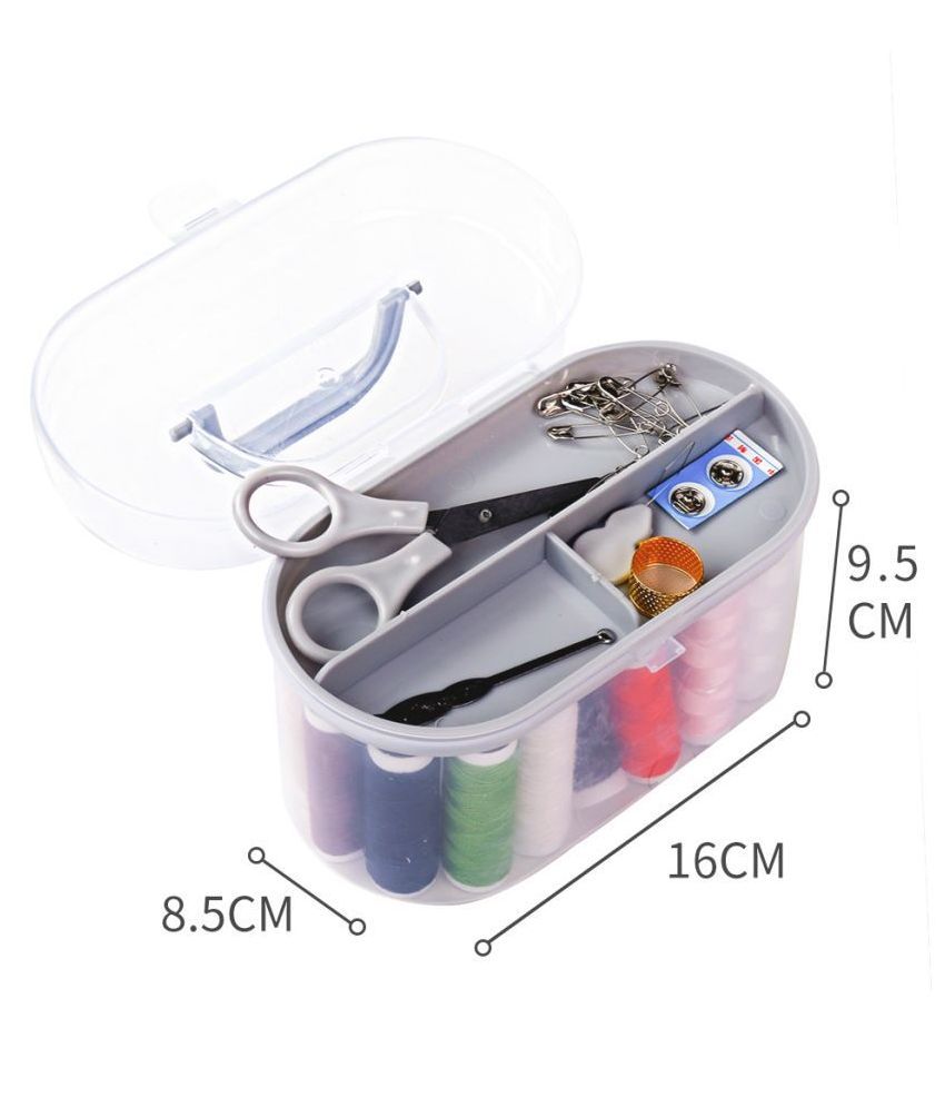MINISO Double Layer Portable Travel Sewing Kits Box with Color Needle
