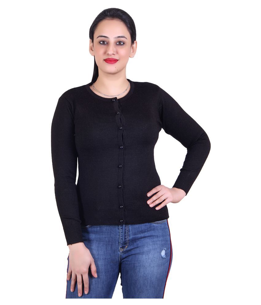     			Ogarti Acrylic Black Buttoned Cardigans