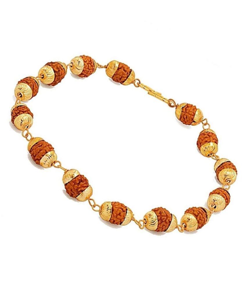 Rudraksha Bracelet with gold plated caps chain: Buy Rudraksha Bracelet ...