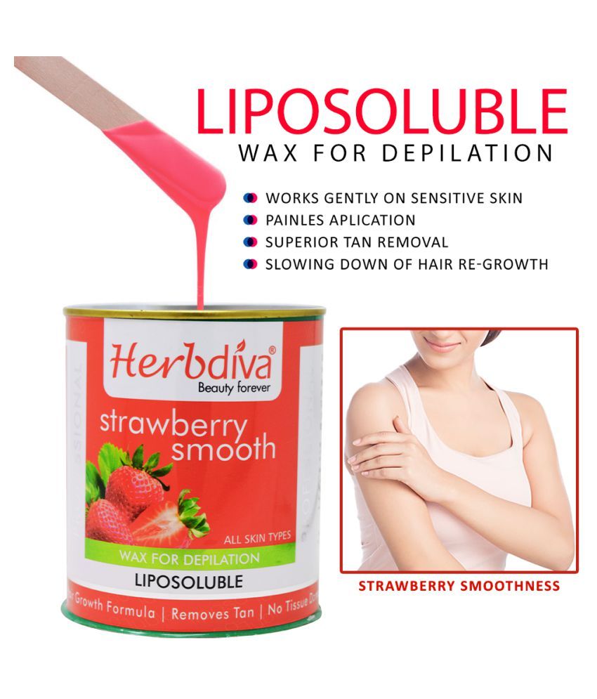 Herbdiva Strawberry, Liposoluble Hair Wax For Depilation Hot Wax 800 g