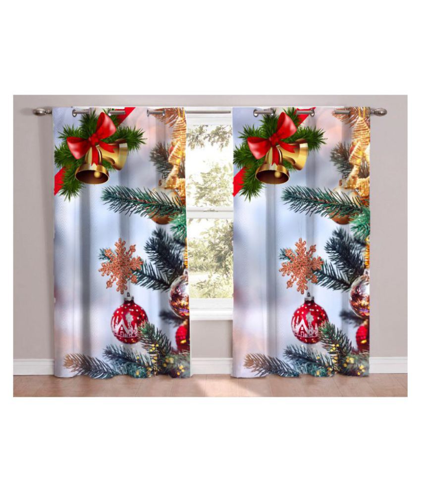     			Koli trading co Set of 2 Door Semi-Transparent Eyelet Polyester Curtains Multi Color