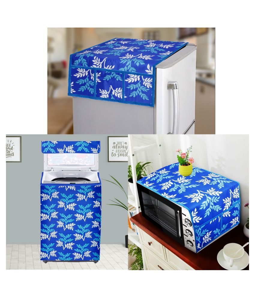     			E-Retailer Set of 3 Polyester Blue Fridge Top Cover