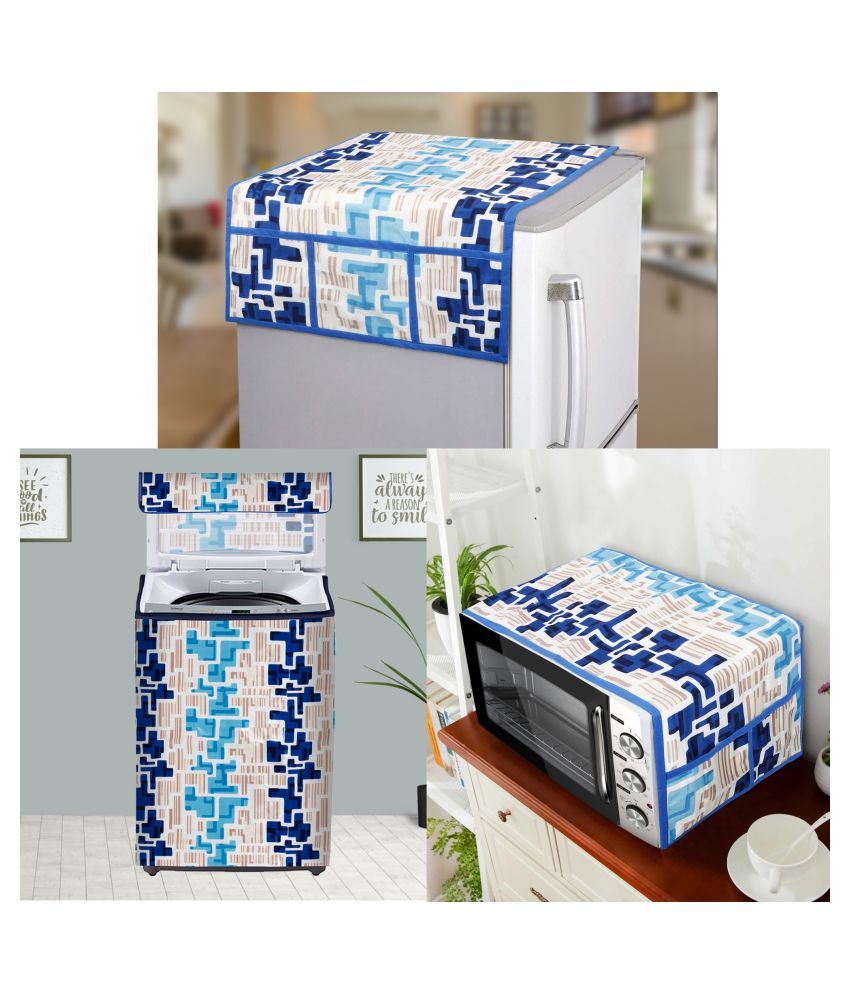     			E-Retailer Set of 3 Polyester Blue Fridge Top Cover