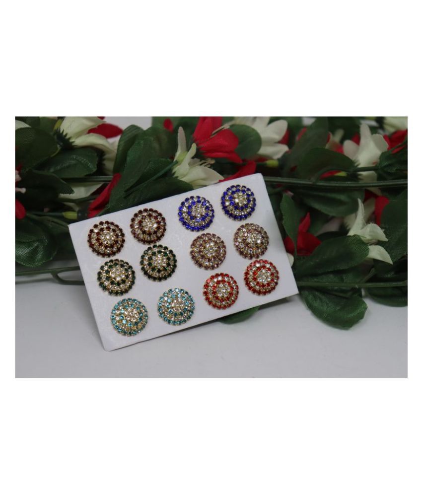     			Happy Stoning 22kt Gold Plated Dazzling Stone studded 6 pairs of earrings for women & Girls