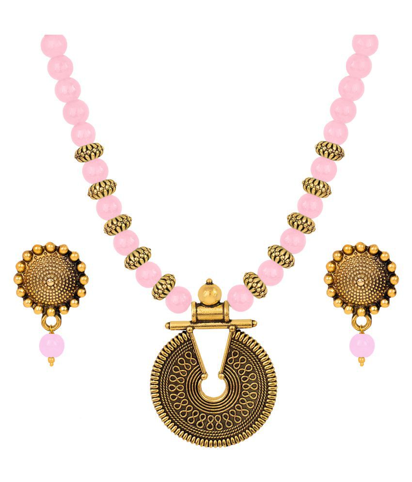     			JFL - Jewellery For Less Copper Pink Opera Contemporary/Fashion Gold Plated Necklaces Set
