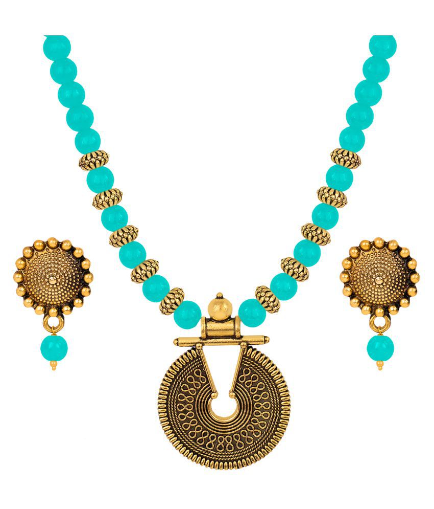     			JFL - Jewellery For Less Copper Turquoise Opera Contemporary/Fashion Gold Plated Necklaces Set