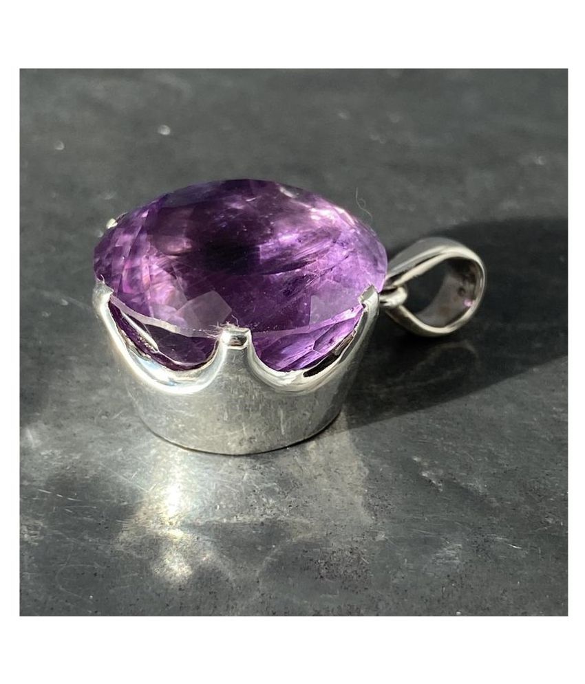 5 Ratti Natural Amethyst Stone Unheated Lab Certified Pure Silver Pendant Without Chain By Kundli Gems N Buy 5 Ratti Natural Amethyst Stone Unheated Lab Certified Pure Silver Pendant Without Chain By Kundli