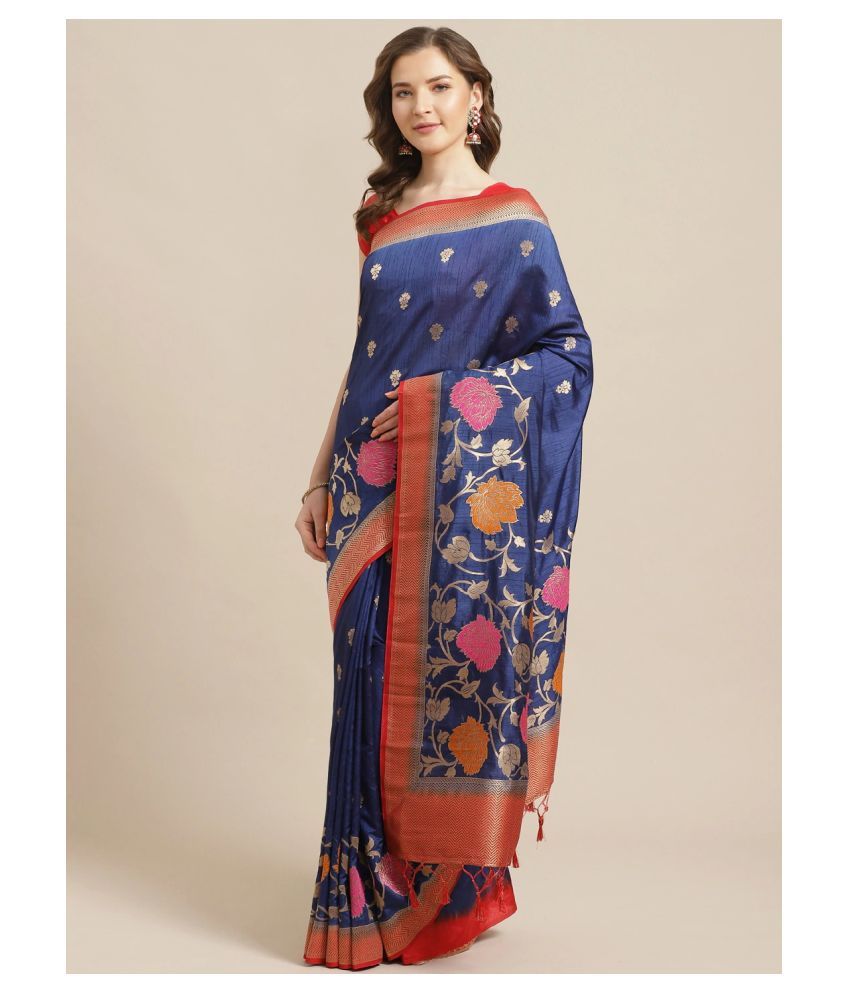     			Aarrah Blue Silk Blends Saree