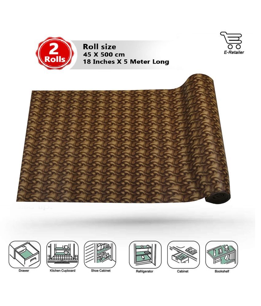     			E-Retailer Set of 2 PVC Brown Kitchen Shelf Cover Cover