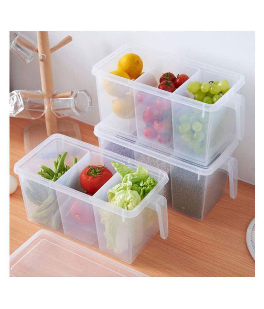 Can Be Used as Fridge Tray Deep Open-Top Refrigerator Storage Tray with Handle Smoke Grey Shelf Box or for Cupboard Storage mDesign Set of 4 Plastic Storage Boxes 