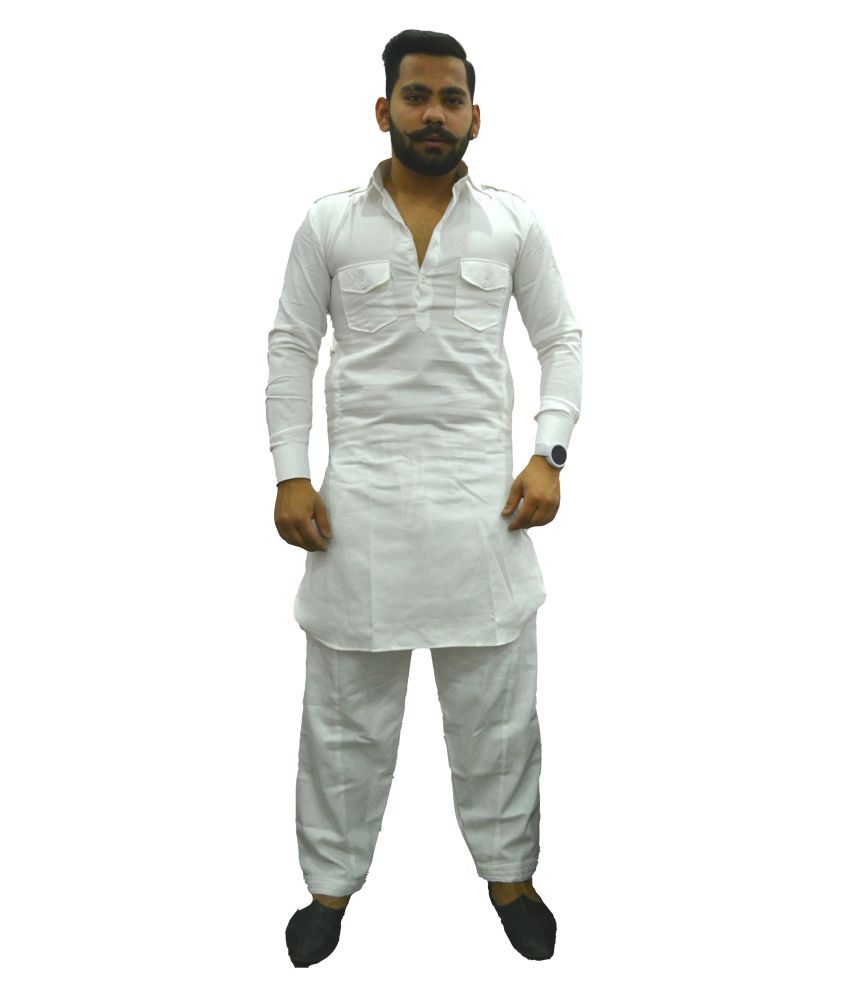     			Preen White Cotton Pathani Suit Pack of 1