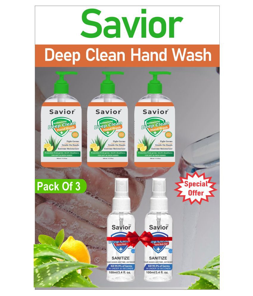 Savior Antibacterial Deep Clean Handwash 1830 Ml Pack Of 3 Buy Savior 