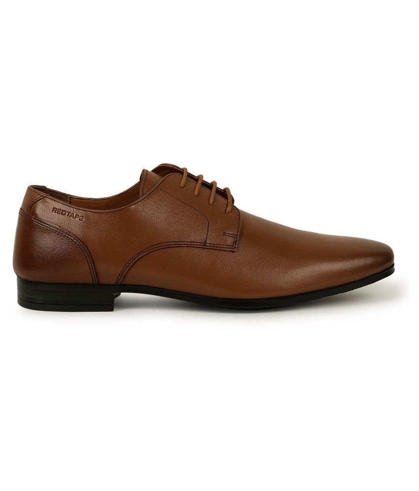 red tape tan derby formal shoes