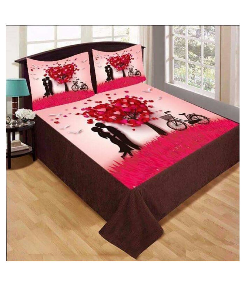 SHAKRIN Velvet Double Bedsheet with 2 Pillow Covers ( 228 cm x 228 cm