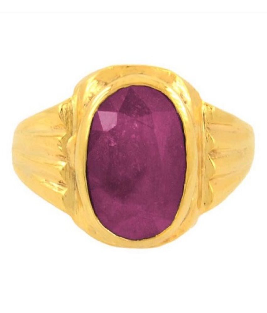 Unheated & Untreated Ruby(Manik) Gold Plated Ring 100% Original ...