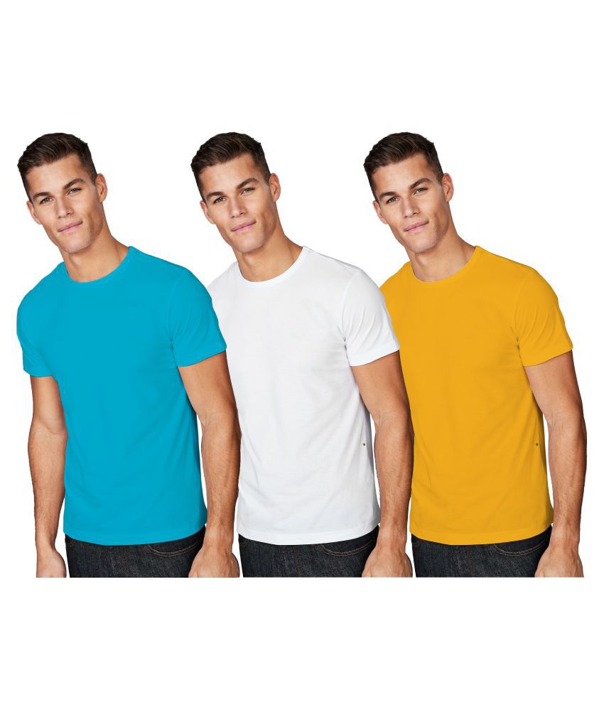     			ESPARTO Cotton Multicolor Solids T-Shirt Pack of 3