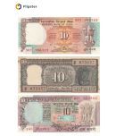 (Pack of 3)10 Rupees Shalimar Backside Signed by C Rangarajan - 10 Rupees Gandhi Seated Backside Signed by B.N Adarkar - 10 Rupees 2 Peacocks Backside Signed by R.N Malhotra -  Extremely Rare 3 Pcs Pack Combo Coin { 100% Original}