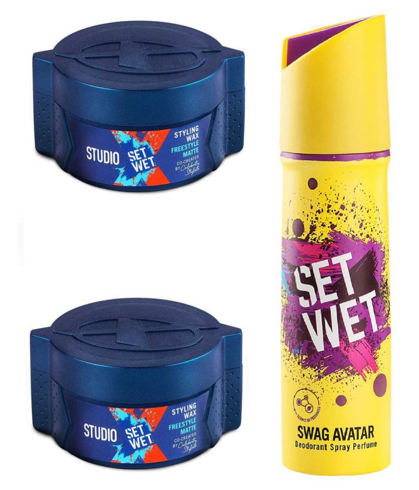 Set Wet Deodorant Spray Perfume, 150ml With Studio X Hair Styling Wax For  Men Freestyle Matte 70 gm Pack of 2 (Buy2 Get1 Free): Buy Online at Best  Prices in India - Snapdeal