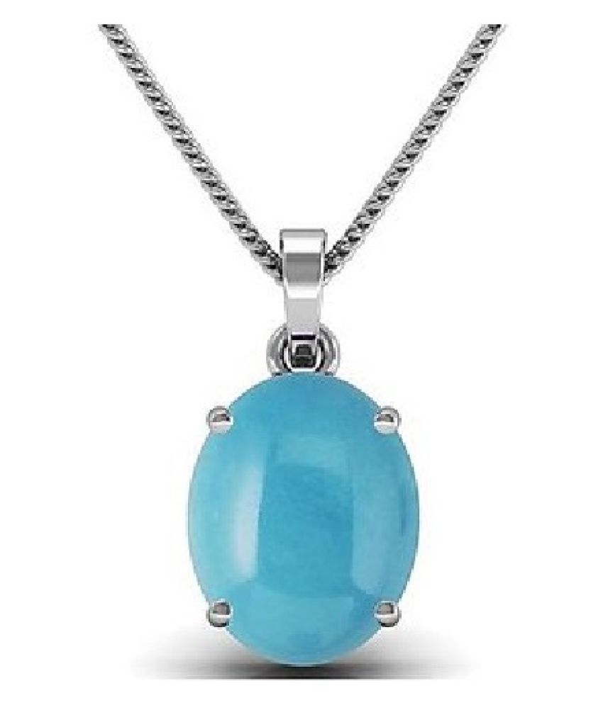 Silver Turquoise Stone Pendant 9.25 carat without chain by Kundli Gems ...