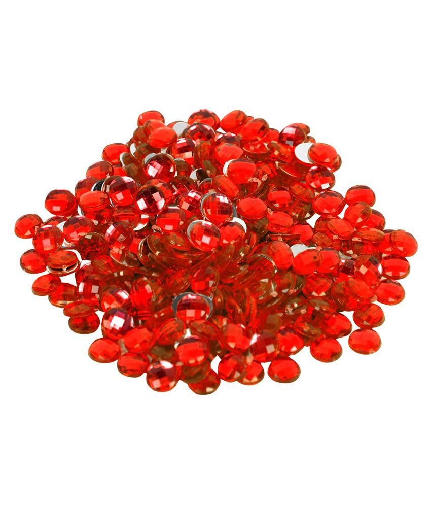     			144 Pieces Crystal Cutted Stones, Kundans, Beads for Dresses, Jewellery Making, Decorating and Crafts 14mm, Red)