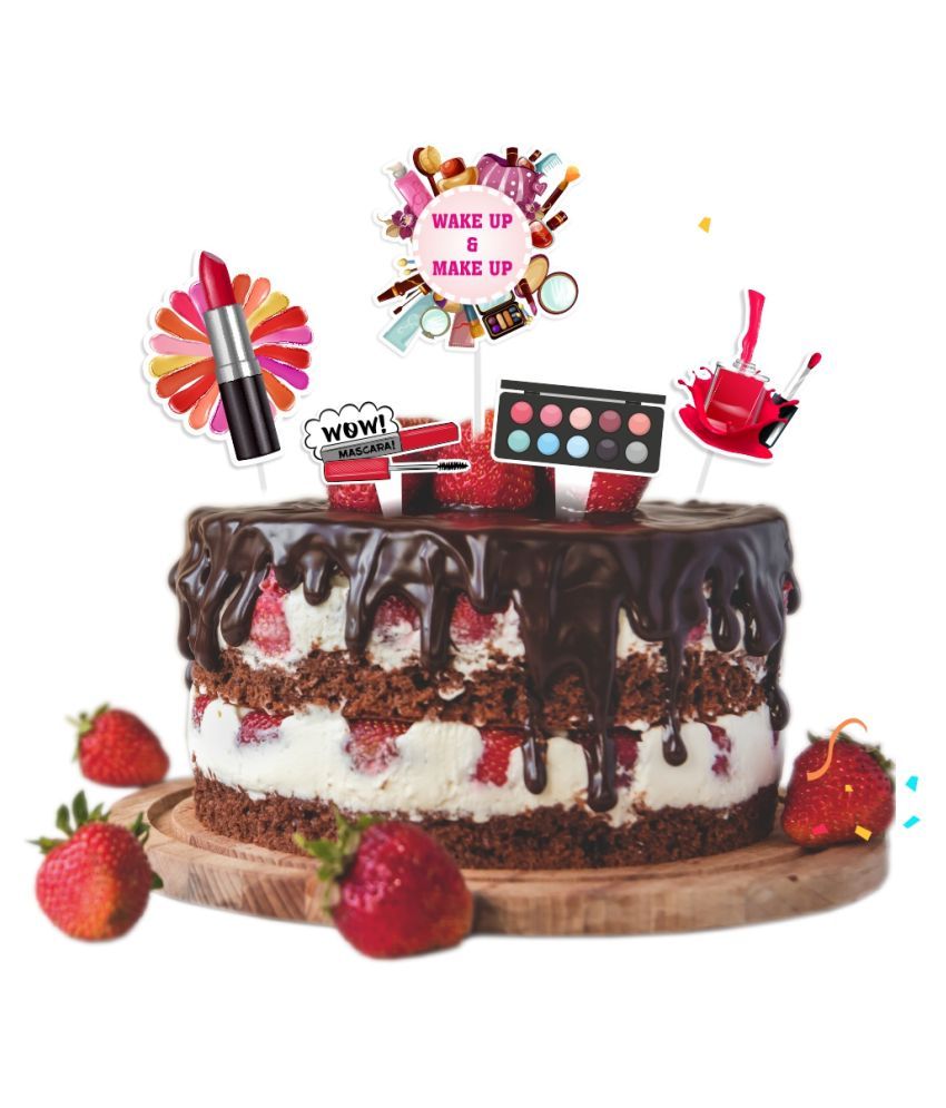 Let S Party Cake Topper Pack Of 4 Pieces Makeup Theme Buy Let S Party Cake Topper Pack Of 4 Pieces Makeup Theme Online At Low Price Snapdeal