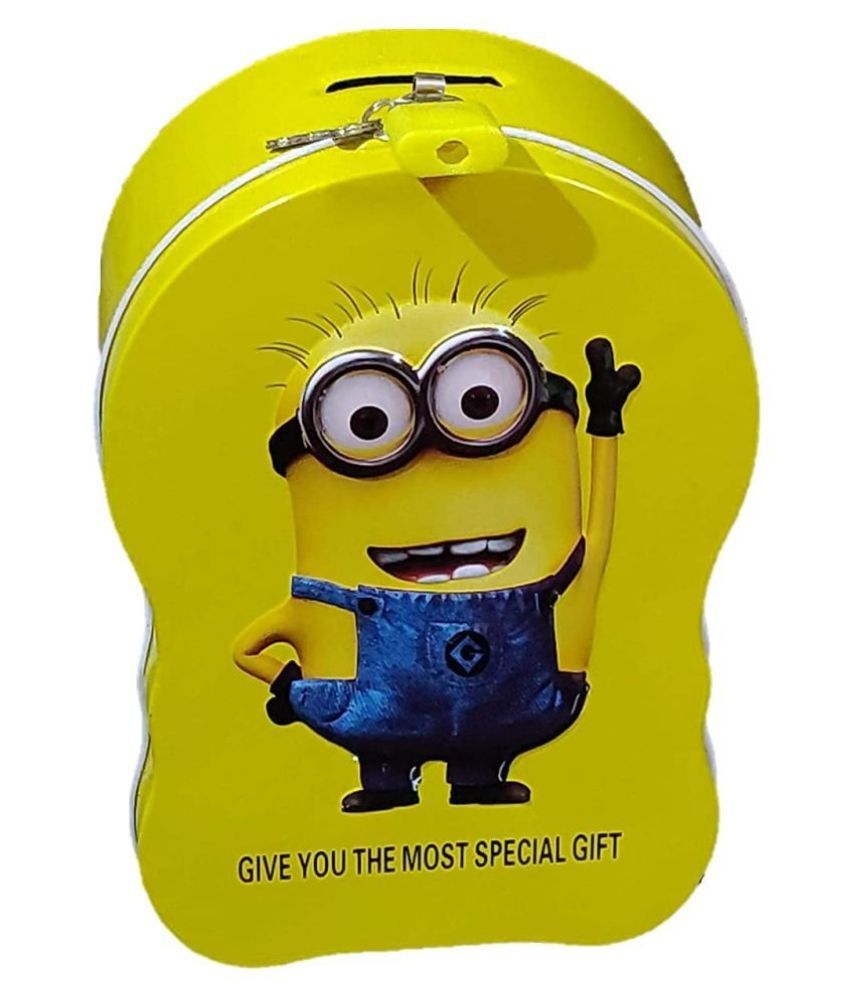 Metallic Durable Money Bank   Piggy Bank In Minion Character With Lock 