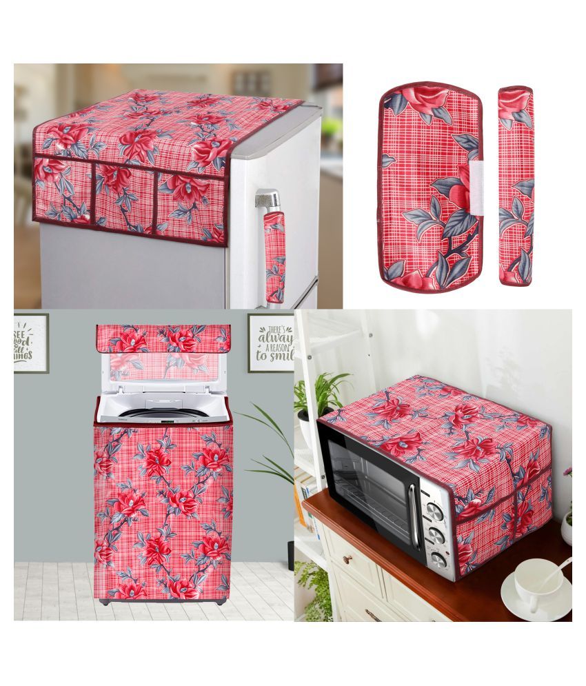     			E-Retailer Set of 5 Polyester Red Fridge Top Cover