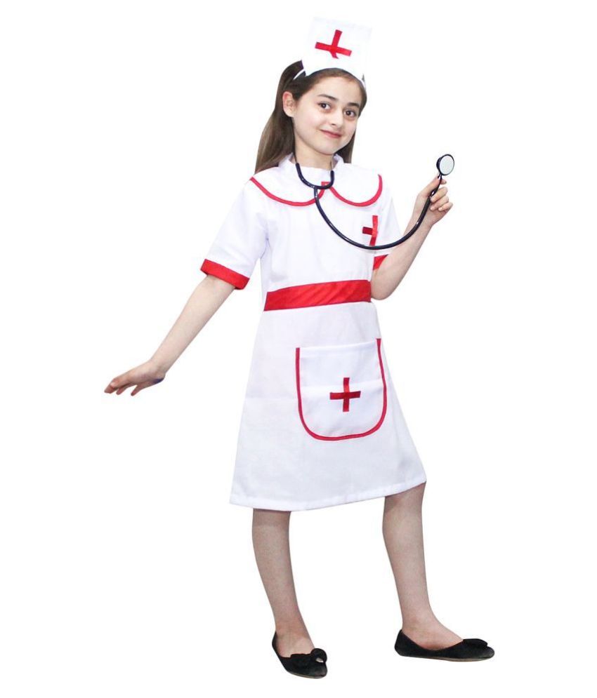 Kaku Fancy Dresses Our Helper Nurse Costume with Stethescope White, 3