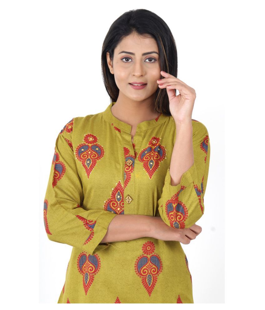 dhan nirankar creation Green Rayon Straight Kurti - Buy dhan nirankar ...