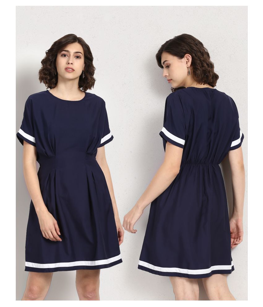 ELEGANT APPAREL Crepe Navy A- line Dress - Buy ELEGANT APPAREL Crepe ...