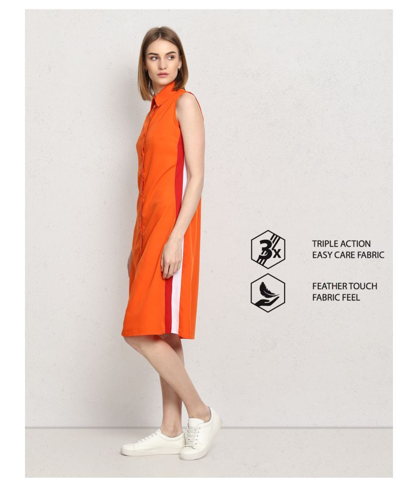 womens orange shirt dress