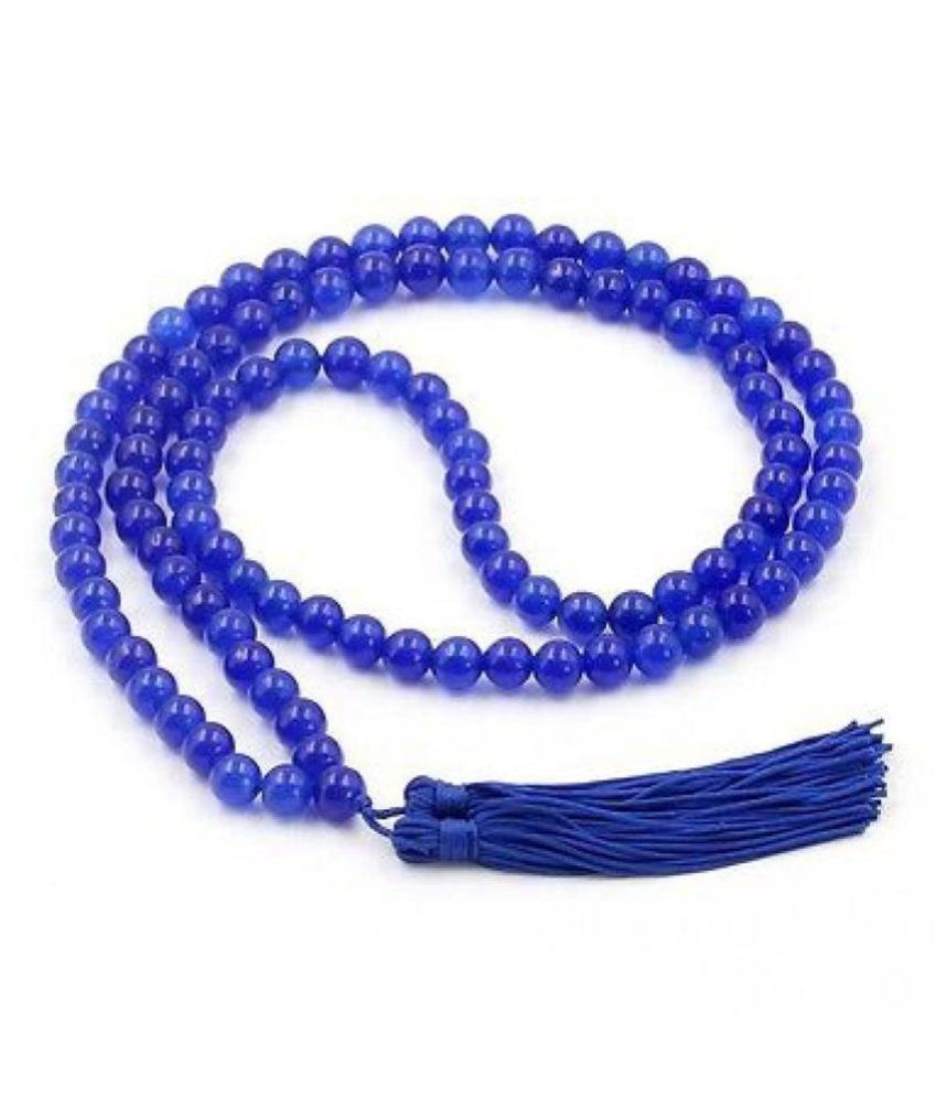 Kundli gems - Blue Sapphire Mala Crystal Neelam Gemstone Necklace for ...