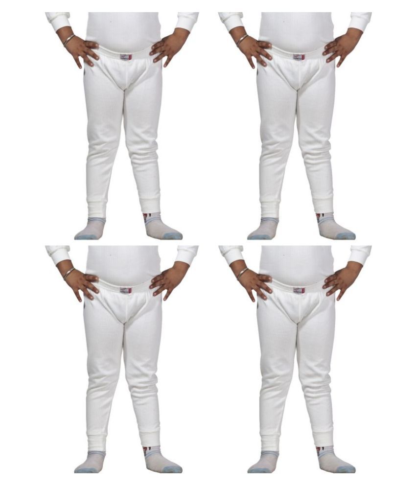     			Lux Inferno Boys & Girls White Round Neck Full Sleeves Lower/Bottom/Trouser Thermal - Pack of 4