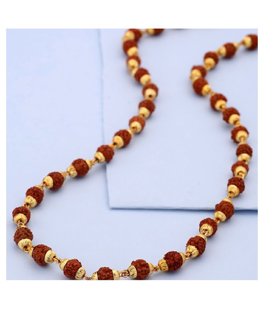 Rudraksha Beads/Mala Gold Plated Caps 5 Mukhi Face for Men and Women by ...