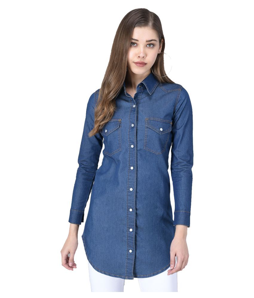     			kotty Denim Blue Shirt Dress