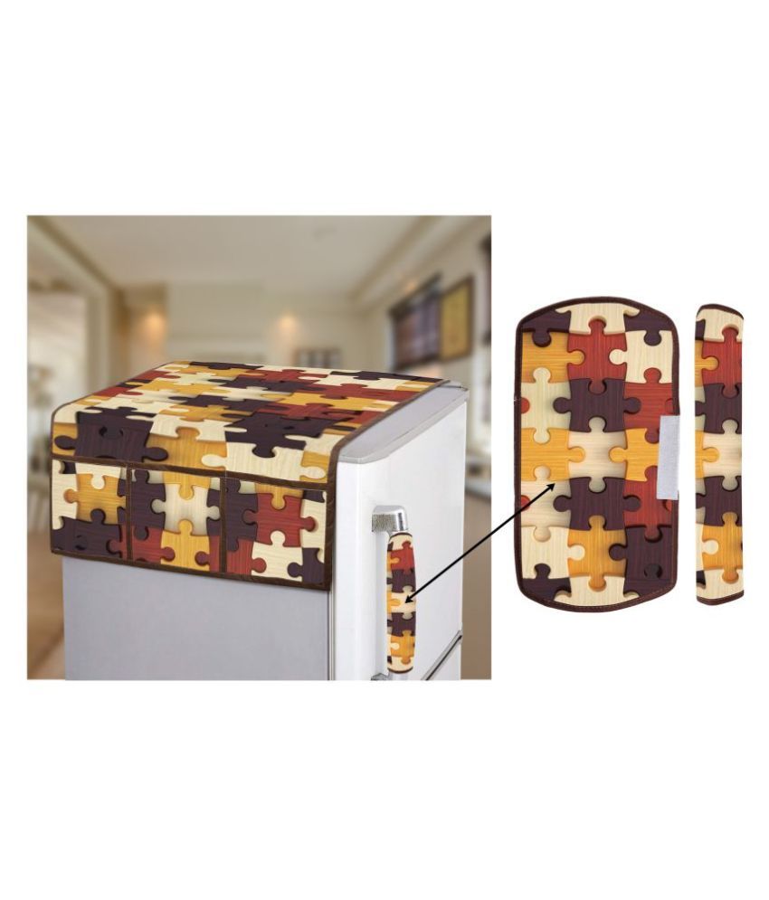     			E-Retailer Set of 3 Polyester Brown Fridge Top Cover