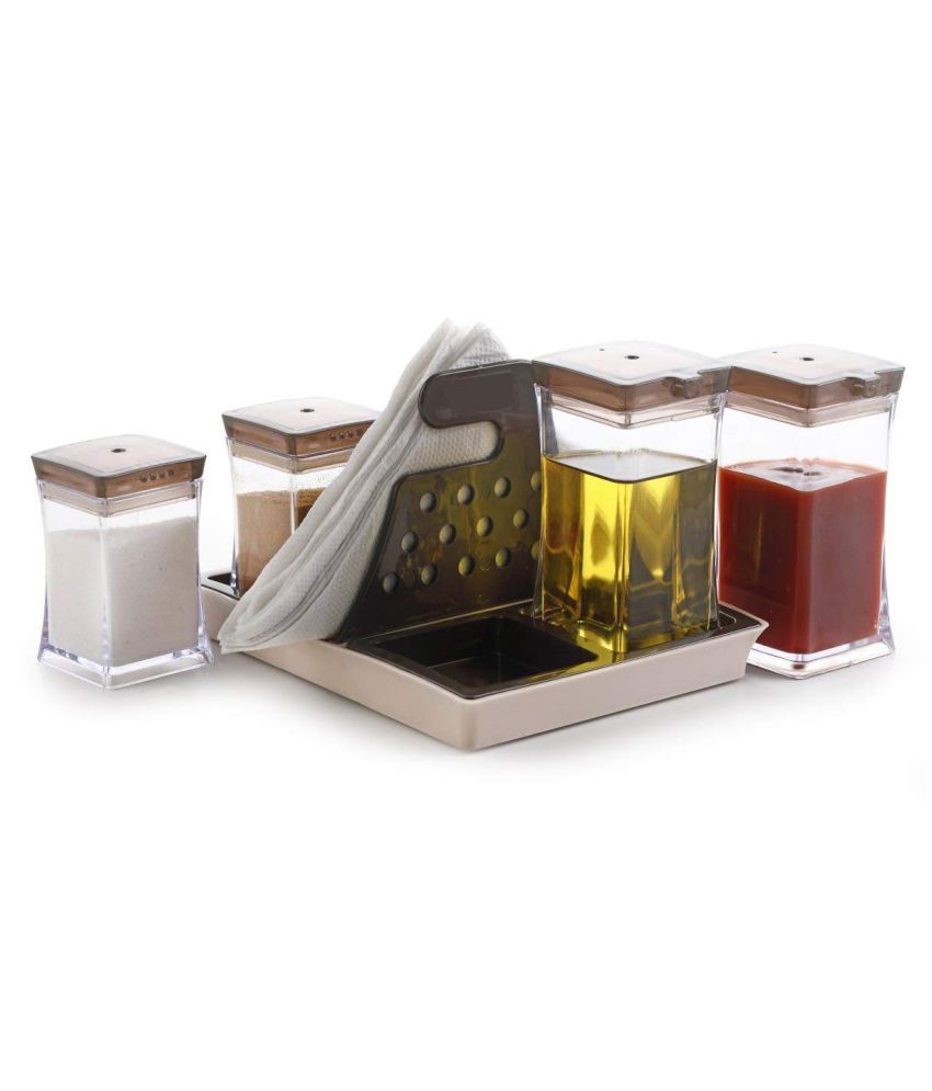 RUKU Kitchen Dining Table Salt and Pepper Set with Tissue Holder (4 Pcs