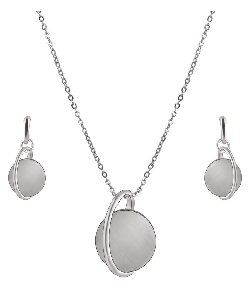     			SILVER SHINE Stylish Delicate Silver Plated  Pendant Set For Women Girl