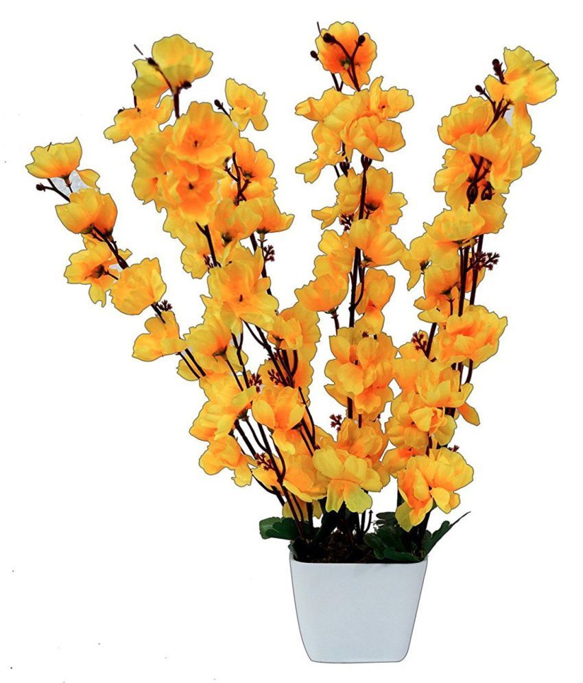     			YUTIRITI Orchids Yellow Artificial Flowers Bunch - Pack of 1