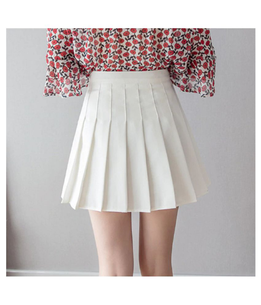Buy scanworld Poly Cotton Pleated Skirt - White Online at Best Prices ...