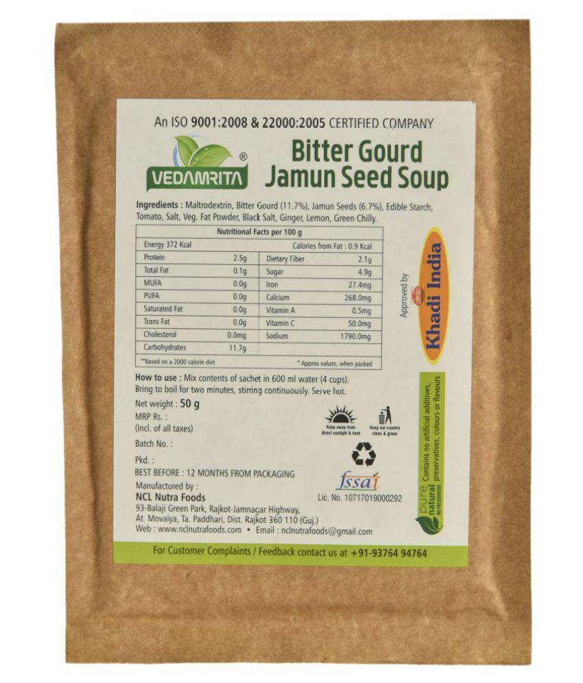 vedamrita BITTER GOURD WITH JAMUN SEED Instant Soup 200 gm Pack of 4