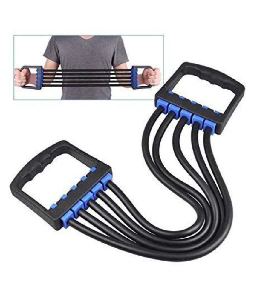 Chest Expander Puller Exercise Fitness Resistance Cable Rope Yoga 5 tube Resistance Bands(Multicolor)