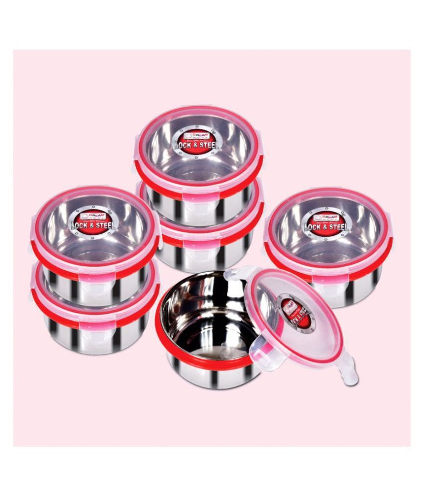     			Dream Home Click n Lock 350 Steel Food Container Set of 6 350 mL