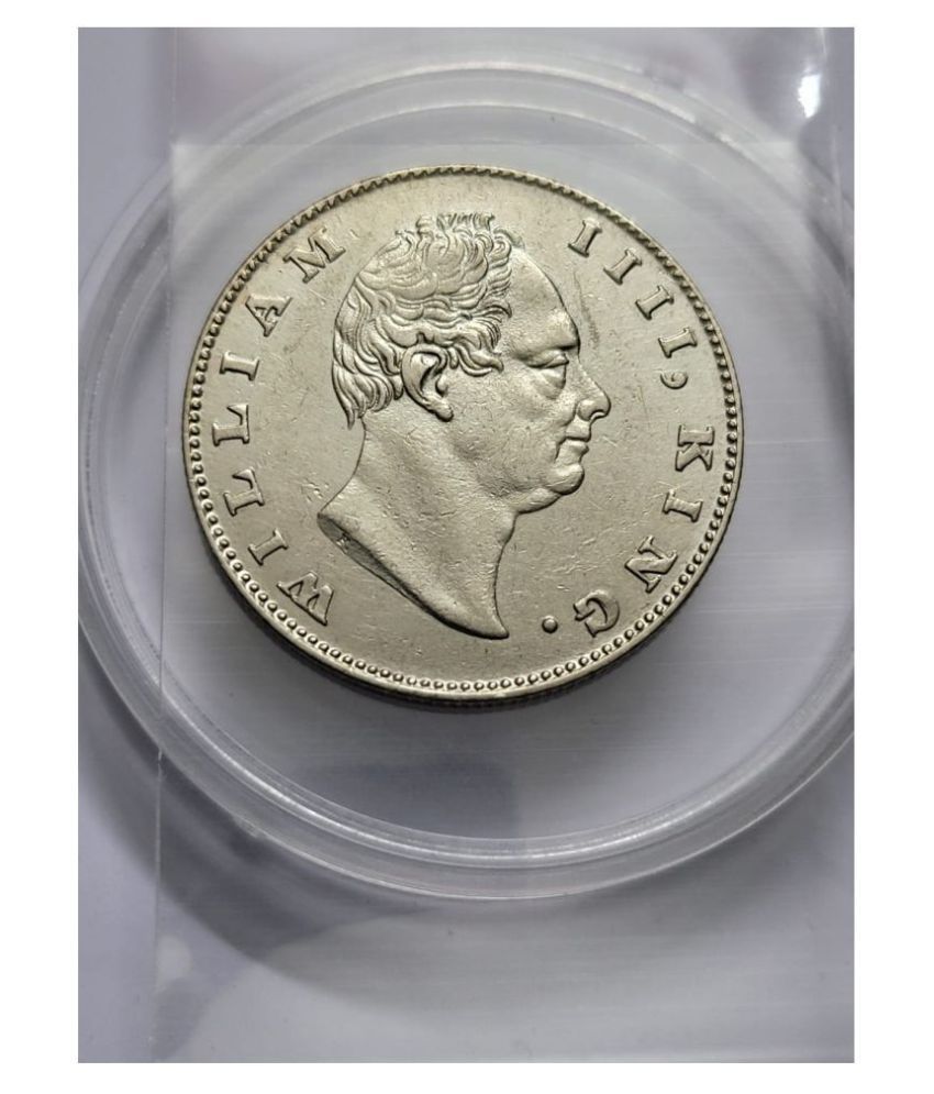     			William One Rupee 1835 F.Dot Silver Coin High Grade Rare