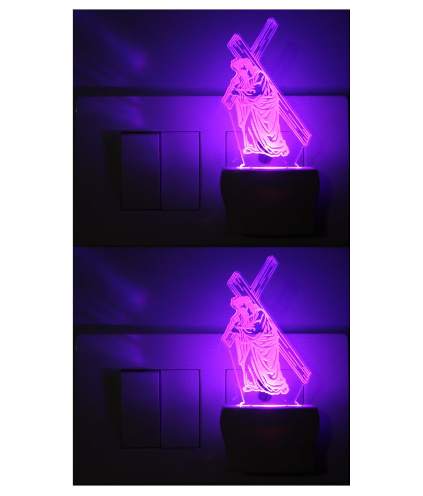     			AFAST 3D Illusion LED Kissing Under Tree Couple Night Lamp Multi - Pack of 2