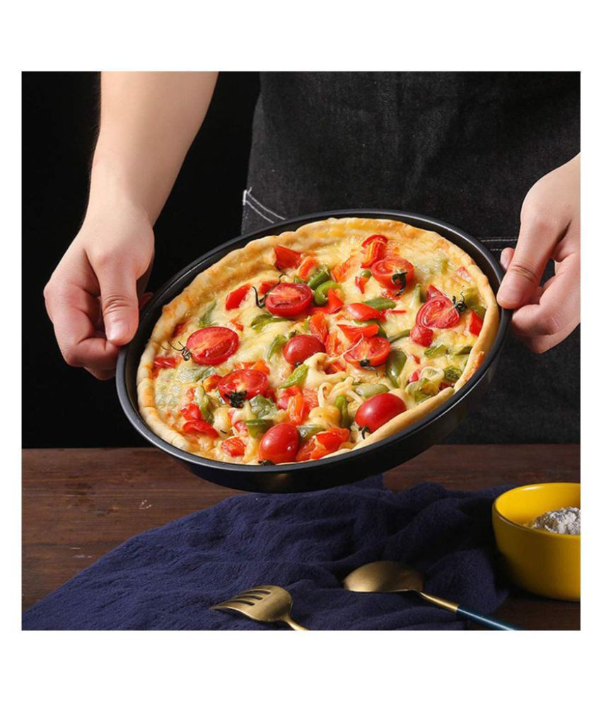 NOBRAND JUNGLE-A Pizza Tray,Pizza Pan Non-Stick Coating Carbon Steel Crisper Portable Tool for Home Kitchen