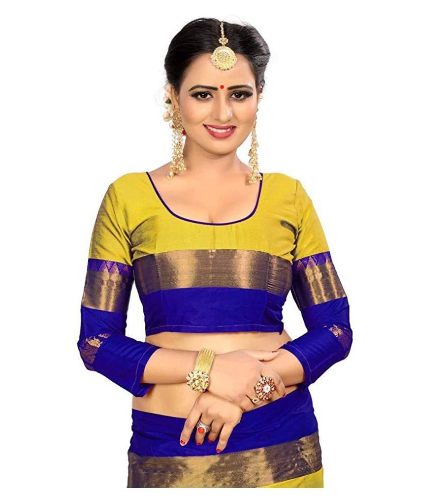 pure cotton yellow saree