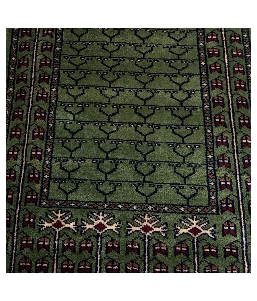 Amma Carpets Green Wool Carpet Traditional 2x6 Ft Buy Amma Carpets