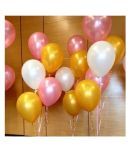 Pixelfox Golden, White and Pink Metallic  Balloon (Set of 50 pc)